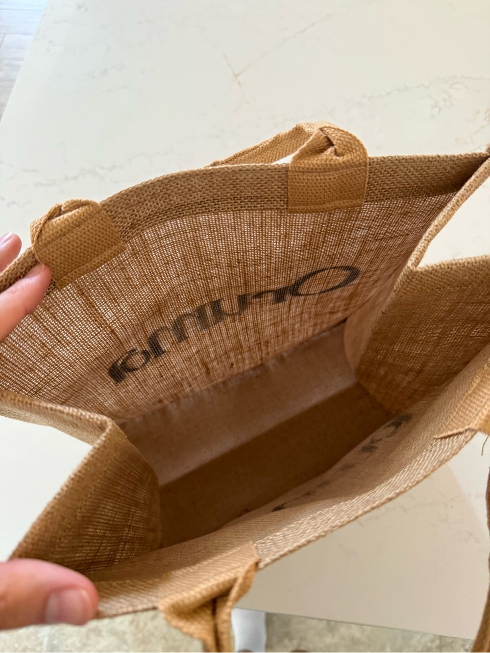Natural Oruma Hand Painted Tote Bag - Tan w/ Horizontal Writing - Picture 4 of 4